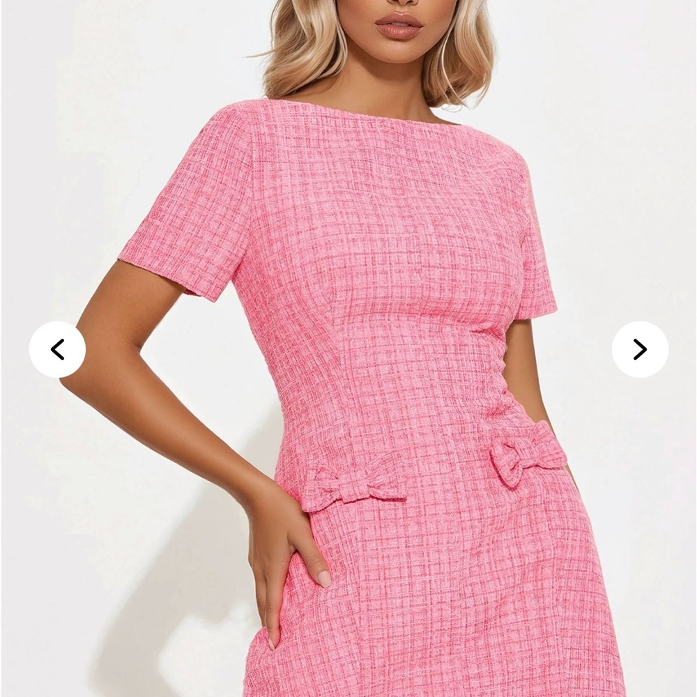 Fashion Nova Pink Mini Tweed Dress